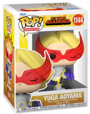 Funko Pop! My Hero Academia – Yuga Aoyama (N°1144). Aoyama avec son masque rouge et sa cape pailletée. Une figurine flamboyante et unique pour les fans de MHA.