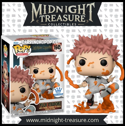 "Funko Pop! Jujutsu Kaisen – Yuji Itadori (1645). Le protagoniste en pleine action avec des effets orange dynamiques, capturant toute l'énergie et la détermination du héros de l'univers Jujutsu Kaisen. Une pièce exclusive pour les fans d'anime et de manga !"

