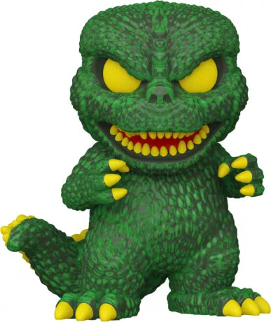 Funko Pop! Godzilla (N°1621) – SDCC 2024 Limited Edition. Godzilla en version verte rétro avec des yeux jaunes menaçants. Une pièce de collection exclusive pour les fans du roi des monstres.