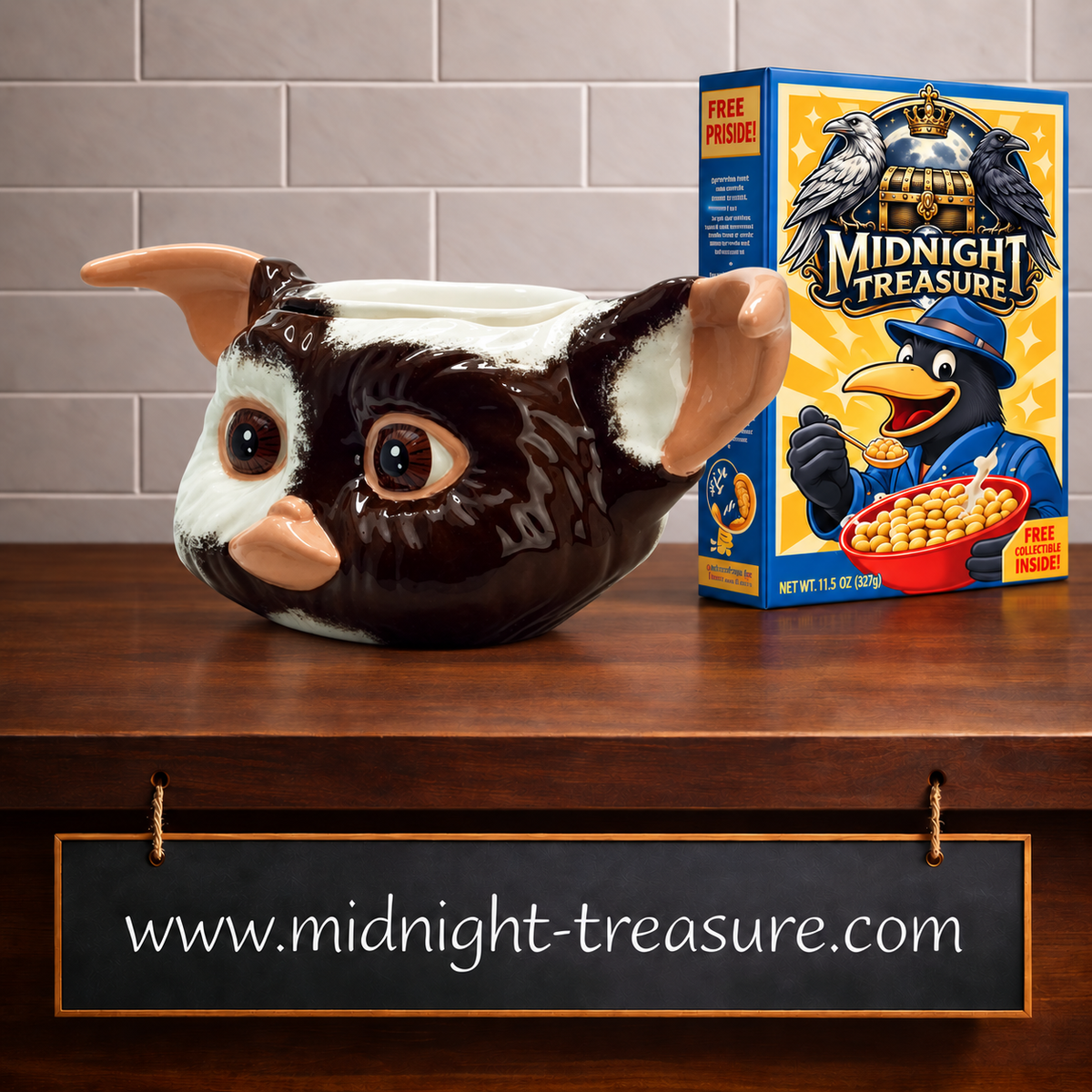 Mug 3D officiel Gremlins Gizmo 200 ml ABYstyle en céramique sculptée reproduisant la tête du célèbre Mogwai brun et blanc.