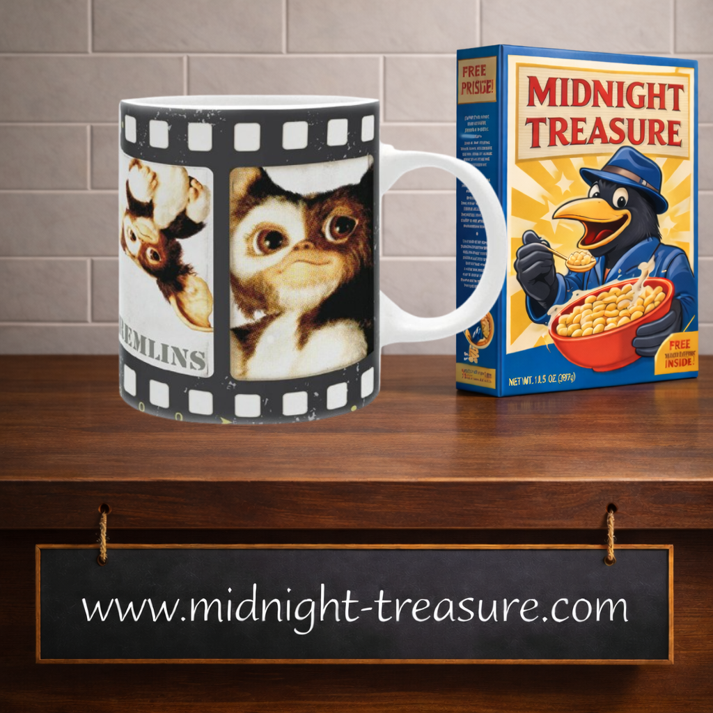 Mug Gremlins Gizmo Vintage ABYstyle en céramique 320 ml avec portraits de Gizmo présentés sur une pellicule de cinéma rétro.