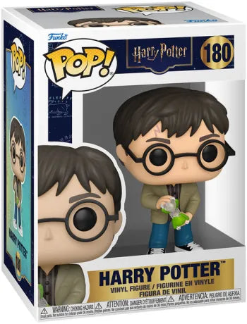 Funko Pop! Harry Potter – Harry Potter (N°180). Figurine représentant Harry adulte tenant un sablier magique vert, avec ses lunettes rondes et sa cicatrice emblématique. Une pièce intemporelle pour les fans du Wizarding World.