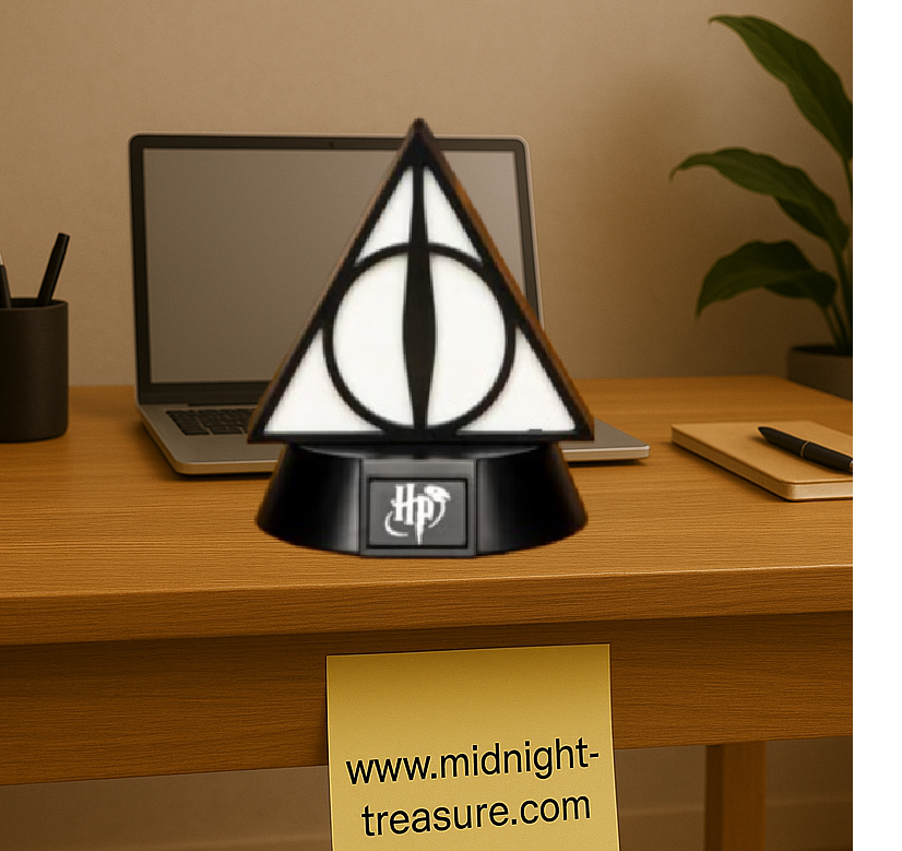 Lampe Harry Potter – Deathly Hallows Icon Light – 11 cm – Paladone. Lampe représentant le symbole des Reliques de la Mort avec une lumière douce et magique. Un objet culte pour les fans de Harry Potter.