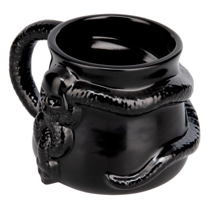 Mug Harry Potter – Marque des Ténèbres – 330 ml. Mug 3D noir en forme de chaudron avec crâne et serpent sculptés, inspiré du symbole des Mangemorts.
