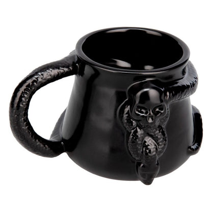 Mug Harry Potter – Marque des Ténèbres – 330 ml. Mug 3D noir en forme de chaudron avec crâne et serpent sculptés, inspiré du symbole des Mangemorts.