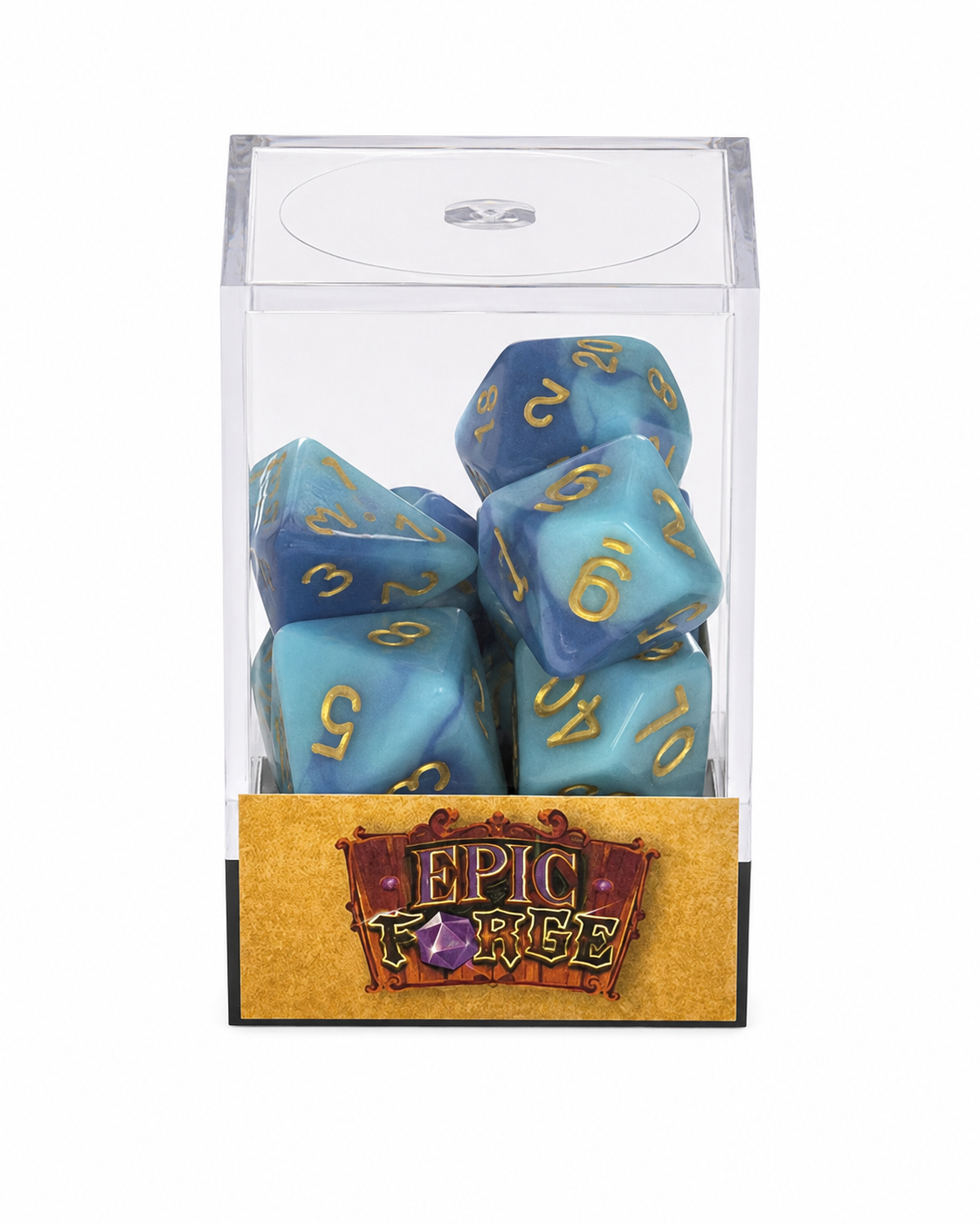 🎲🌊 Lot de Dés – Fusion Bleu Ciel et Bleu – Set Complet 7 Pièces en Boîte – Jeu de Rôle 💙🎲