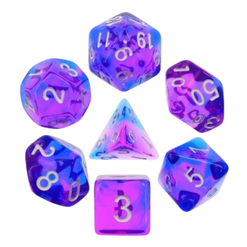 🎲🌊 Lot de Dés – Indigo Sea – Set Complet 7 Pièces en Boîte – Jeu de Rôle 🌌🎲