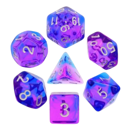 🎲🌊 Lot de Dés – Indigo Sea – Set Complet 7 Pièces en Boîte – Jeu de Rôle 🌌🎲