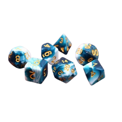 🎲🖋️ Lot de Dés – BlueInk – Set Complet 7 Pièces en Boîte – Jeu de Rôle 🌊🎲