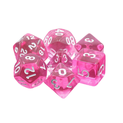 🎲💎 Lot de Dés – Gemmes Magenta – Set Complet 7 Pièces en Boîte – Jeu de Rôle 💖🎲