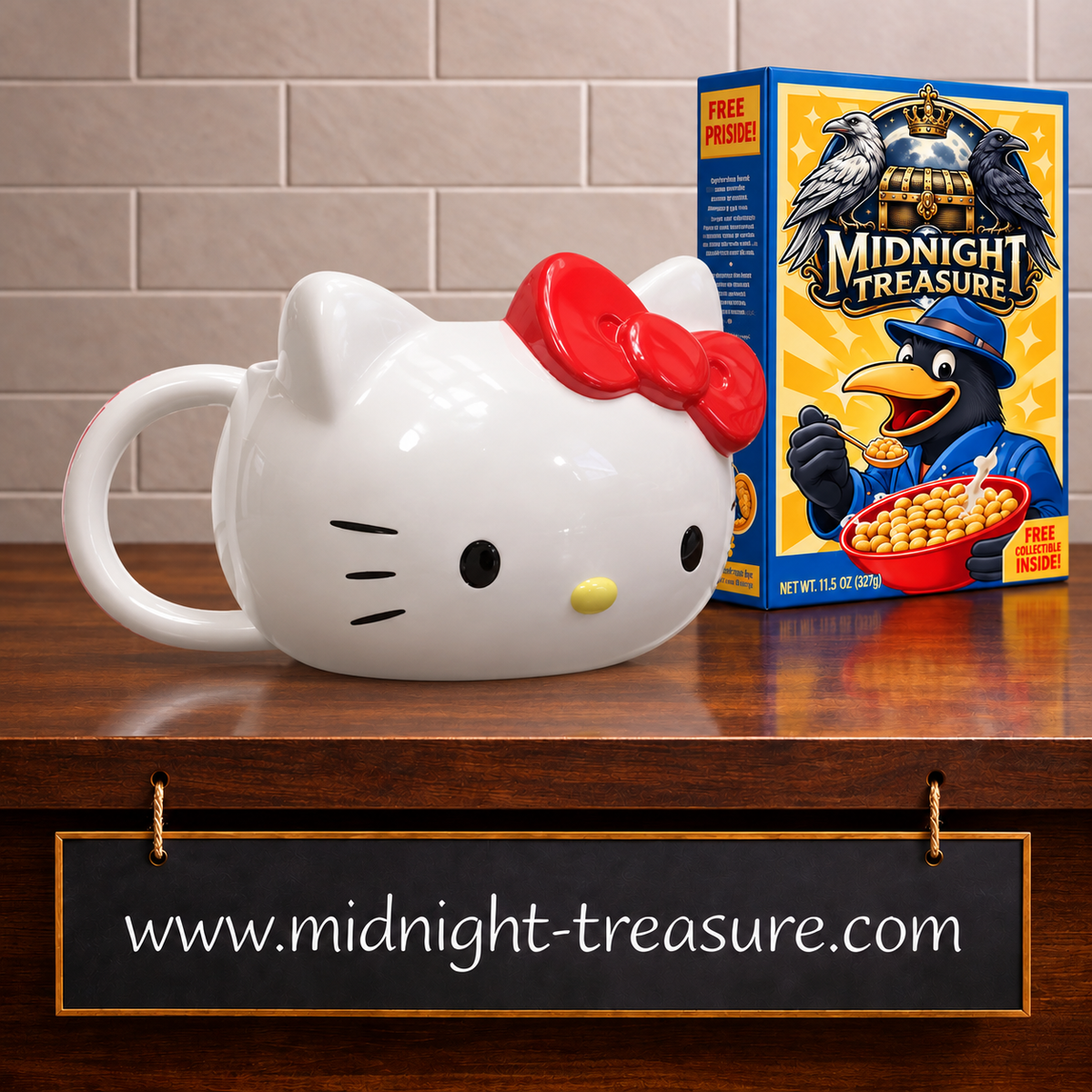 Mug Shaped 3D officiel Hello Kitty 300 ml Paladone en céramique blanche, sculpté en forme de tête avec nœud rouge en relief.