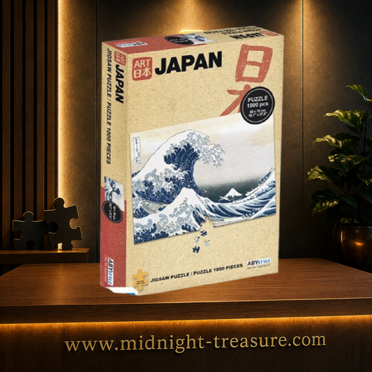 Puzzle 1000 pièces Hokusai La Grande Vague de Kanagawa par ABYstyle, reproduction de la célèbre estampe japonaise avec le mont Fuji, format 50 x 70 cm.