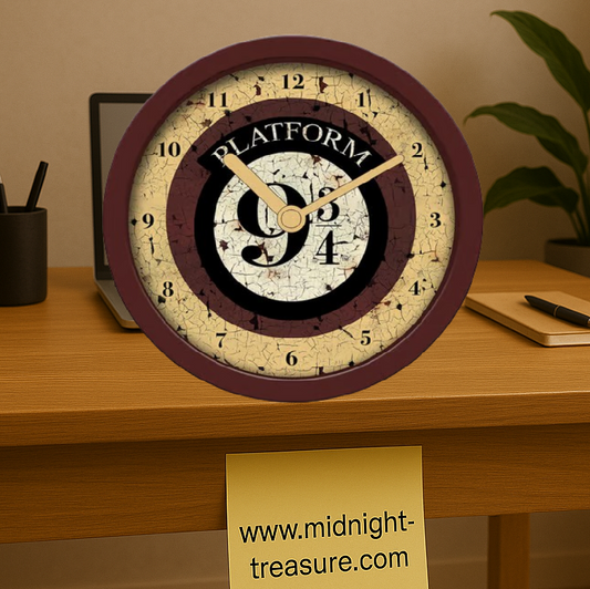 Horloge de bureau Harry Potter Voie 9 3/4 avec fonction alarme, décoration officielle inspirée du Poudlard Express, format 12 cm.