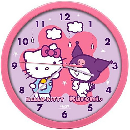🍥💜 Hello Kitty & Kuromi – Horloge murale – 25 cm 💜🍥