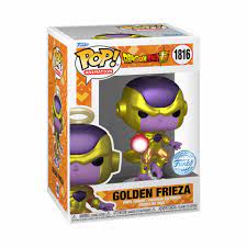 "Funko Pop! Dragon Ball Super – Golden Frieza (1816). Le puissant antagoniste dans sa forme dorée, avec une aura de halo et une posture de combat dynamique. Une figurine exclusive pour les fans de Dragon Ball Super !"

