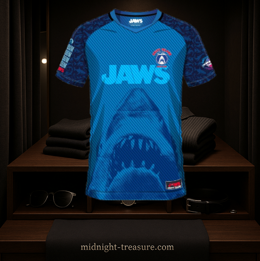 ⚽🦈 Maillot Collector Les Dents de la Mer – Amity Island 75 (Taille L) 🦈⚽