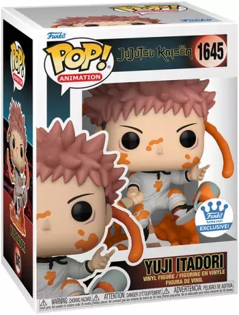 "Funko Pop! Jujutsu Kaisen – Yuji Itadori (1645). Le protagoniste en pleine action avec des effets orange dynamiques, capturant toute l'énergie et la détermination du héros de l'univers Jujutsu Kaisen. Une pièce exclusive pour les fans d'anime et de manga !"

