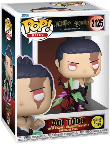 Funko Pop! Jujutsu Kaisen – Aoi Todo (N°2125 – Glow in the Dark). Figurine dynamique avec énergie maudite et effets luminescents.