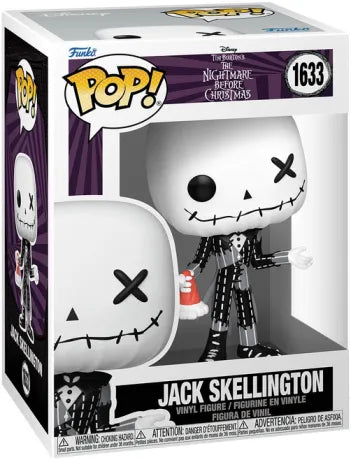 Funko Pop! The Nightmare Before Christmas – Jack Skellington Patchwork (N°1633). Jack tenant un bonnet de Noël, avec costume patchwork détaillé. Figurine idéale pour les fans du film culte.