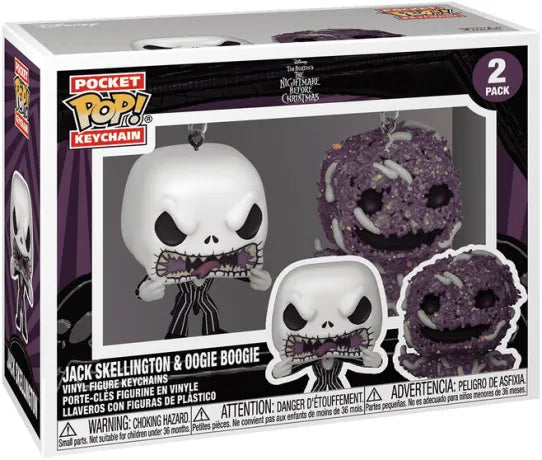🔑🎃 Funko Pop! Pocket Keychain – Jack Skellington & Oogie Boogie – 2-Pack – The Nightmare Before Christmas 🎃🔑