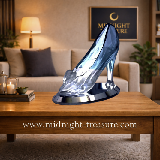 Lampe 3D pantoufle de verre Cendrillon Disney Princess 19 cm avec éclairage LED effet cristal inspirée du conte Disney.