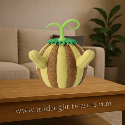 Lampe décorative One Piece – Suna Suna no Mi – 16 cm – PVC LED. Réplique fidèle du Fruit du Démon de Crocodile avec spirales emblématiques et éclairage LED chaleureux. Une pièce unique pour les fans de One Piece.