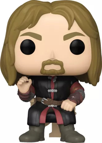 Funko Pop! The Lord of the Rings – Boromir Meme (N°1709). Figurine assise reprenant la pose iconique du meme « One does not simply… », tenue fidèle au film.