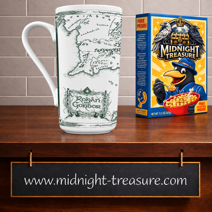 🗺️💍 Le Seigneur des Anneaux – Carte de la Terre du Milieu – Mug Latte 470 ml 💍🗺️
