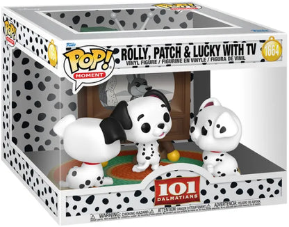📺🐶 Funko Pop! Moment N°1664 – Rolly, Patch & Lucky with TV (Rolly, Patch & Chanceux devant la TV) – Les 101 Dalmatiens 🐶📺