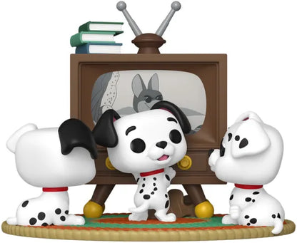 📺🐶 Funko Pop! Moment N°1664 – Rolly, Patch & Lucky with TV (Rolly, Patch & Chanceux devant la TV) – Les 101 Dalmatiens 🐶📺