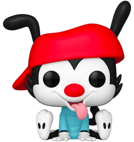 Funko Pop! Animaniacs – Wakko (N°2065). Figurine représentant Wakko assis avec sa casquette rouge et une expression cartoon fidèle à la série.