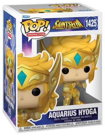 "Funko Pop! Aquarius Hyoga (1425) – Saint Seiya: Knights of the Zodiac – Figurine détaillée représentant Hyoga du Verseau en Armure d'Or, inspirée de l’anime culte Saint Seiya."