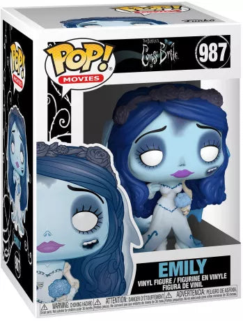 Funko Pop! Les Noces Funèbres – Emily (N°987). La mariée au teint bleu dans sa robe déchirée et son bouquet fané. Une figurine poignante et poétique pour les fans de Tim Burton.

