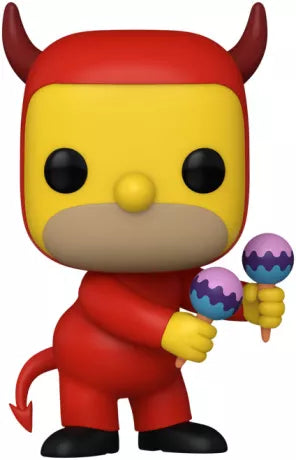 "Funko Pop! The Simpsons – Evil Homer (1367). Homer Simpson en version diabolique avec son costume rouge et ses cônes de glace colorés. Une figurine incontournable pour les fans de la série animée culte !"

