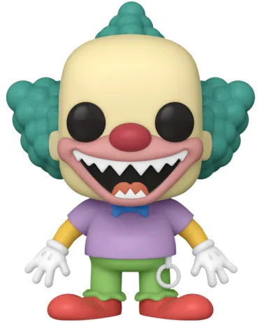 Funko Pop! The Simpsons – Krusty Doll (N°1381). Figurine de la poupée maléfique inspirée de Treehouse of Horror, sourire inquiétant et cheveux verts.