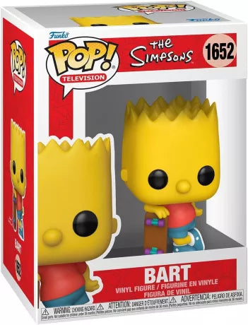 Funko Pop! The Simpsons – Bart Simpson (N°1652). Bart avec son skateboard, dans une pose emblématique fidèle à la série animée culte.