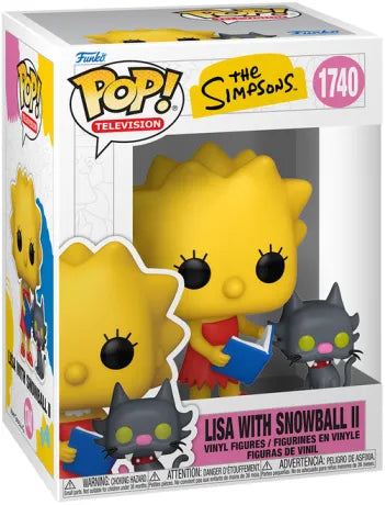 Funko Pop! Les Simpson – Lisa avec Boule de Neige II (N°1740). Figurine avec Lisa lisant un livre et Boule de Neige II à ses côtés.