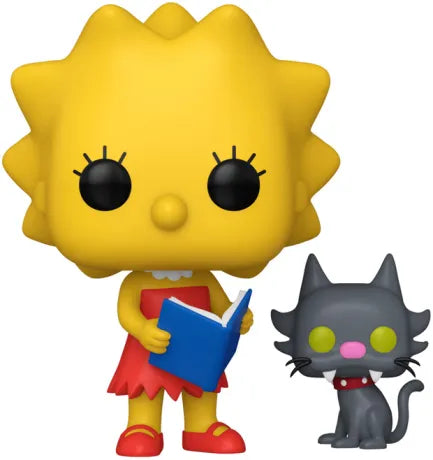 Funko Pop! Les Simpson – Lisa avec Boule de Neige II (N°1740). Figurine avec Lisa lisant un livre et Boule de Neige II à ses côtés.