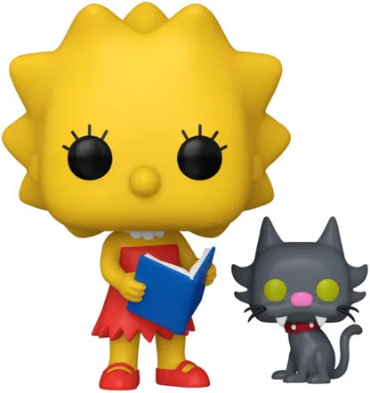 Funko Pop! Les Simpson – Lisa avec Boule de Neige II (N°1740). Figurine avec Lisa lisant un livre et Boule de Neige II à ses côtés.