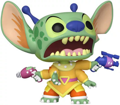Funko Pop! Disney – Stitch (Concept Art) – N°1538. Version conceptuelle du personnage avec peau verte, armure colorée et pistolets extraterrestres.