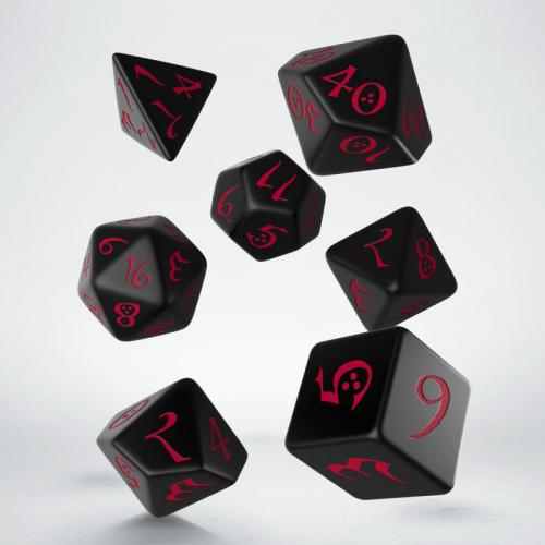 🎲🖤 Lot de Dés – Classic RPG Noir & Rouge – Q Workshop – Set Complet 7 Pièces – Jeu de Rôle 🔴🎲