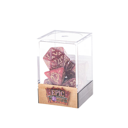 🎲🐉 Lot de Dés – Auspicious Clouds Red – Set Complet 7 Pièces en Boîte – Jeu de Rôle 🔥🎲