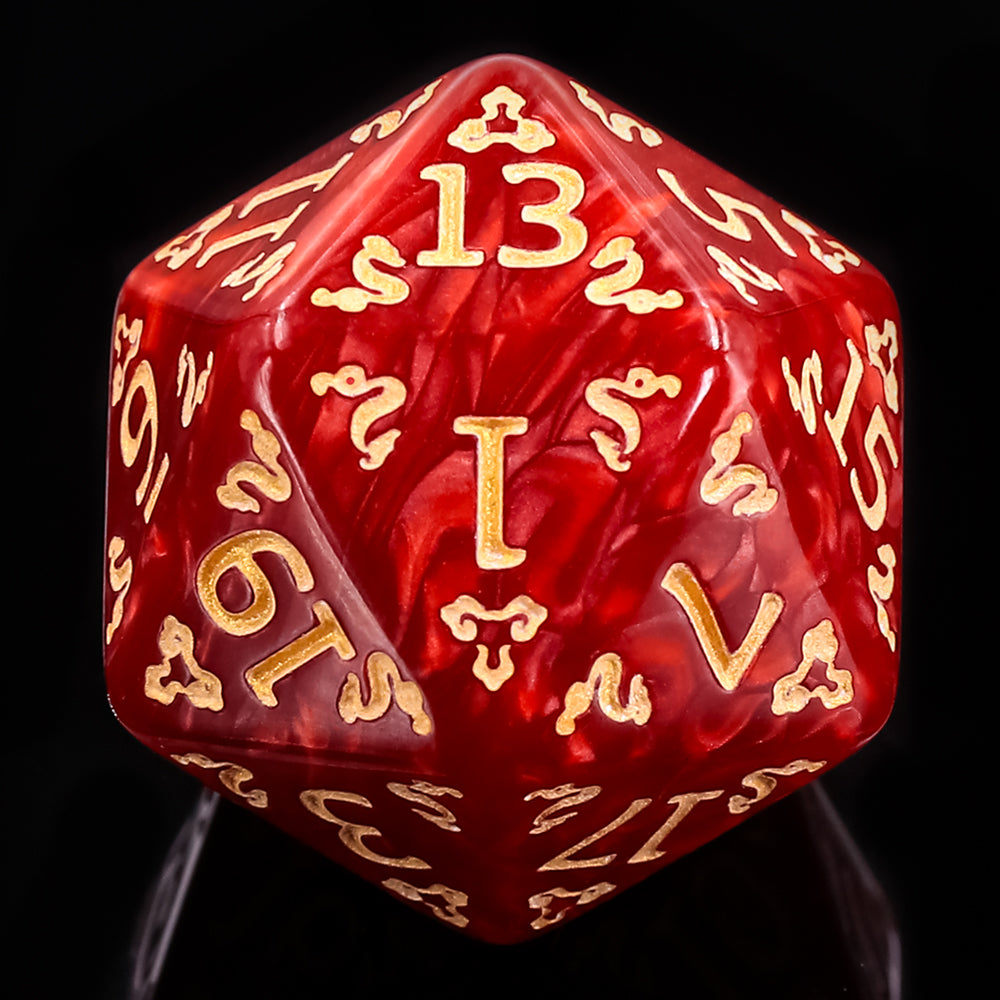 🎲🐉 Lot de Dés – Auspicious Clouds Red – Set Complet 7 Pièces en Boîte – Jeu de Rôle 🔥🎲