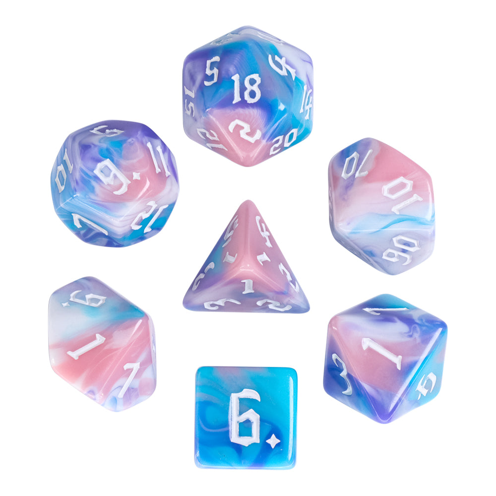 🎲🦄 Lot de Dés – Conte de Fées – Set Complet 7 Pièces en Boîte – Jeu de Rôle 🦄🎲