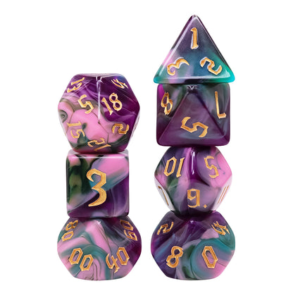 🎲🌙 Lot de Dés – Elfes de la Nuit – Set Complet 7 Pièces en Boîte – Jeu de Rôle 🧝‍♀️🎲