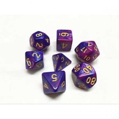 🎲🔮 Lot de Dés – Fusion Bleu et Violet – Set Complet 7 Pièces en Boîte – Jeu de Rôle 💜🎲