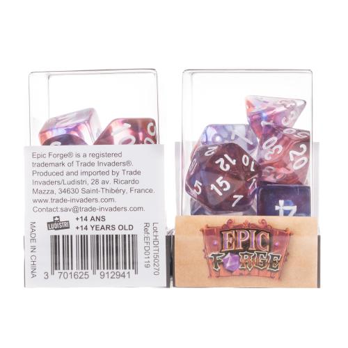 🎲💃 Lot de Dés – Danseuse Infatigable – Set Complet 7 Pièces en Boîte – Jeu de Rôle ✨🎲