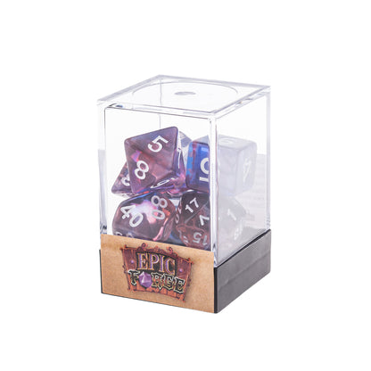 🎲💃 Lot de Dés – Danseuse Infatigable – Set Complet 7 Pièces en Boîte – Jeu de Rôle ✨🎲