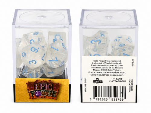 🎲❄️ Lot de Dés – Valse d’hiver – Set Complet 7 Pièces en Boîte – Jeu de Rôle 💎🎲