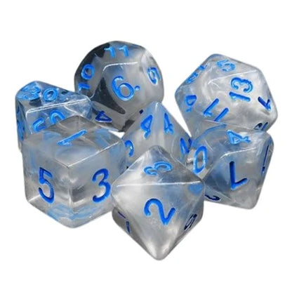 🎲❄️ Lot de Dés – Valse d’hiver – Set Complet 7 Pièces en Boîte – Jeu de Rôle 💎🎲